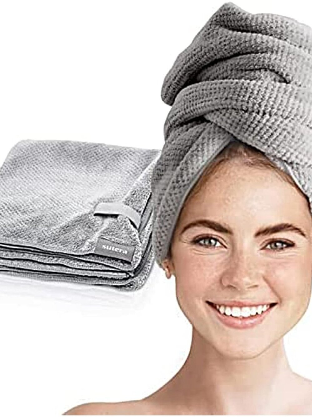 Microfiber Hair Towel Wrap for Women, Curly Hair, Anti-Frizz Quick Dry